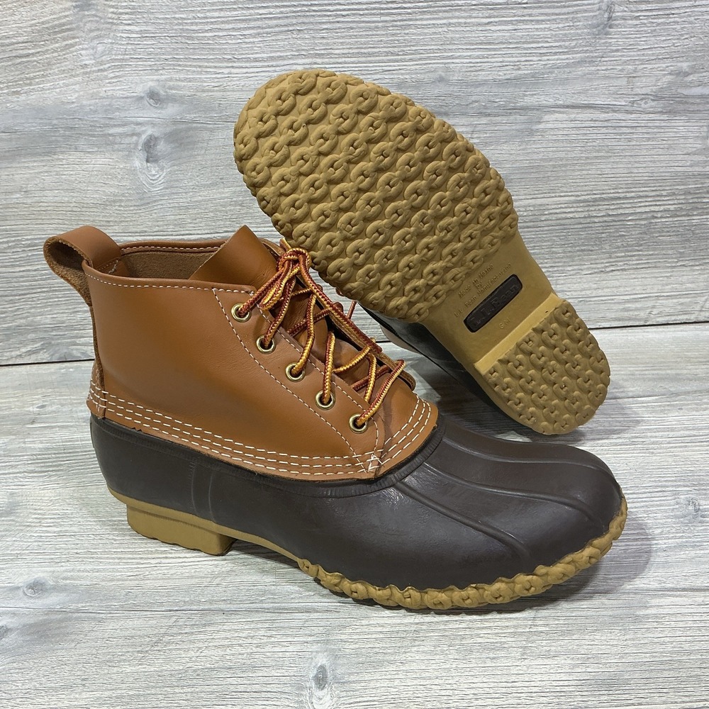 LL Bean Bean Boots Duck USA Maine Made Rain Tan Mens Size 9 M